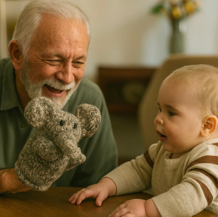 Baby Organic Wool Knit Hand Puppet  | Elliot the Elephant finn + emma