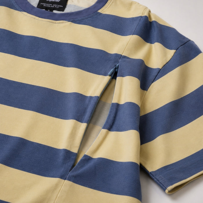 Oversized Breastfeeding Tee Butter and Blue