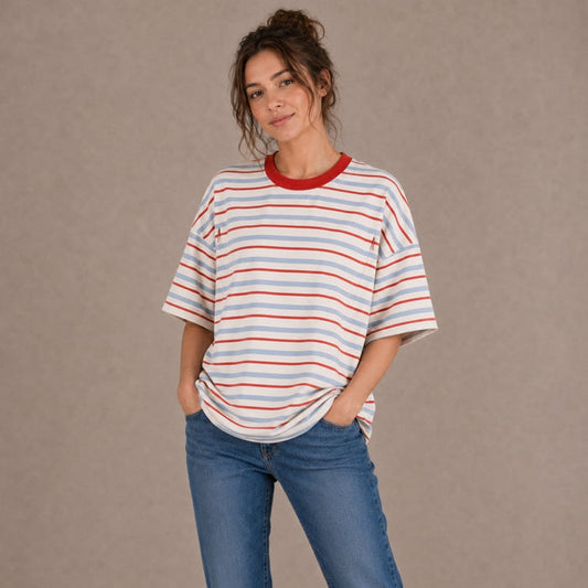 Oversized Breastfeeding Tee Retro Stripe