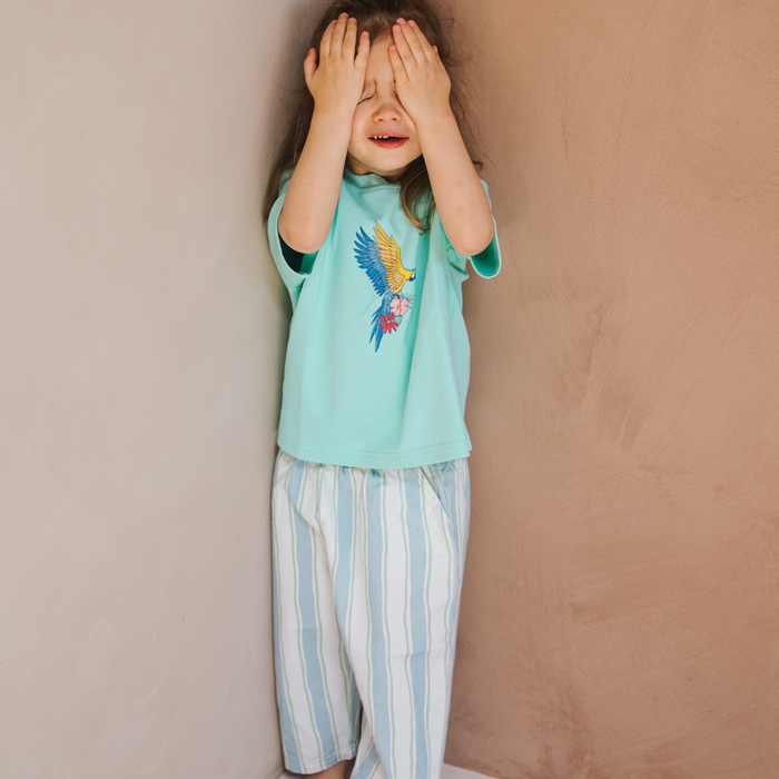 Oversized Kid's T-Shirt Mint Frida Parrot