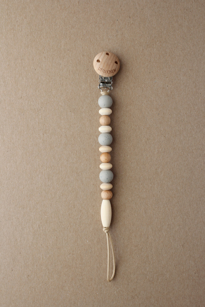 Baby Pacifier Clip - Omar | Speckled Taupe littleCHEW