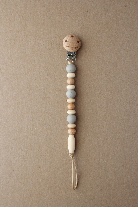 Baby Pacifier Clip - Omar | Speckled Taupe littleCHEW