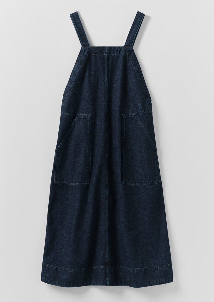 Patch Pocket Denim Dungaree Dress | Indigo
