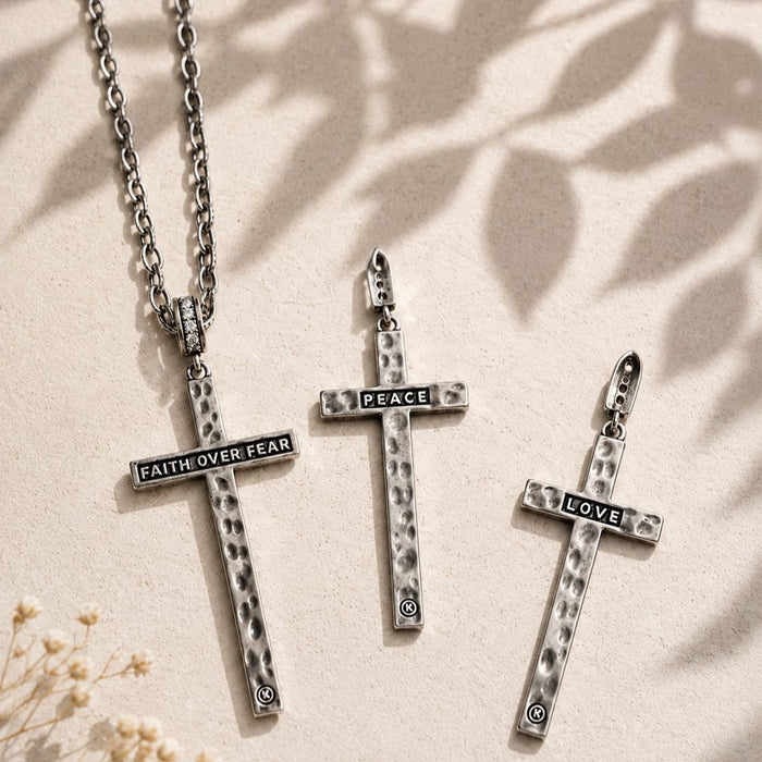Peace & Love Black Cross Earrings