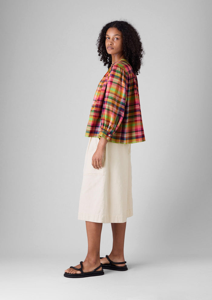 Pleated Denim Shorts | Ecru
