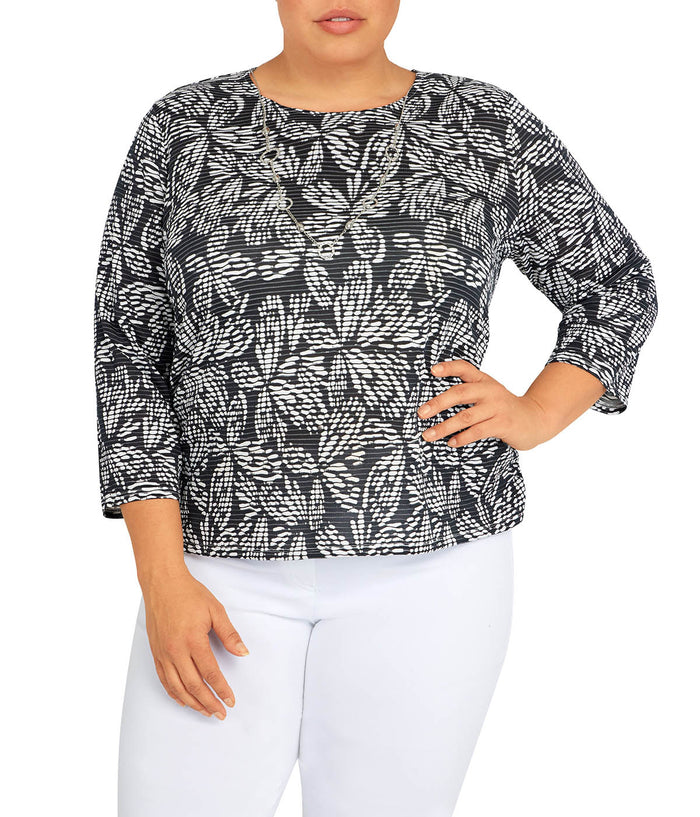 Plus Floral Jacquard Butterfly Necklace