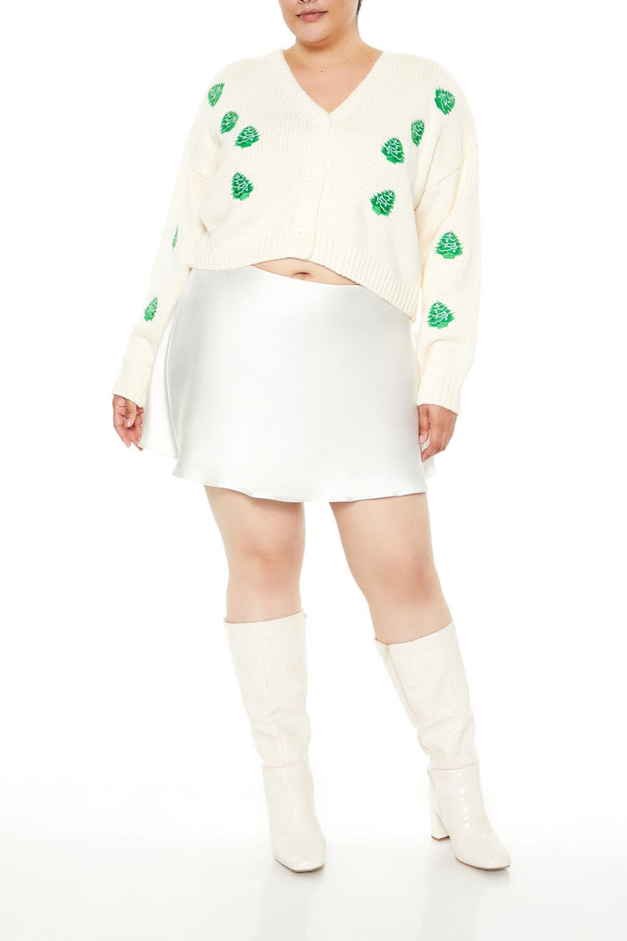 Plus Size Christmas Tree Cardigan Sweater