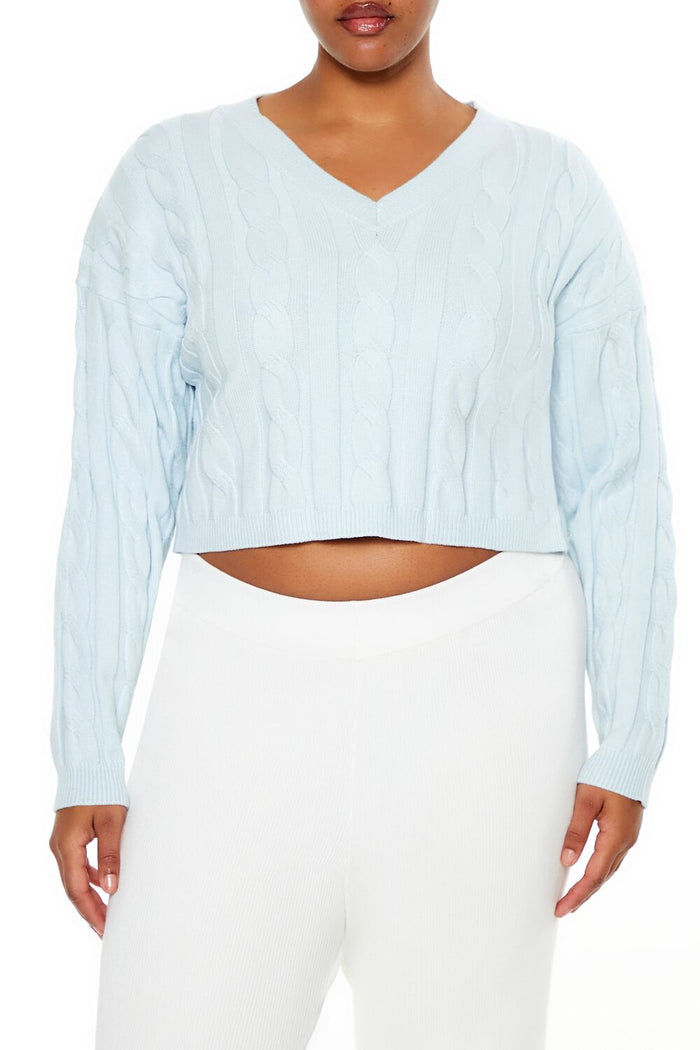 Plus Size Cropped Cable Knit Sweater