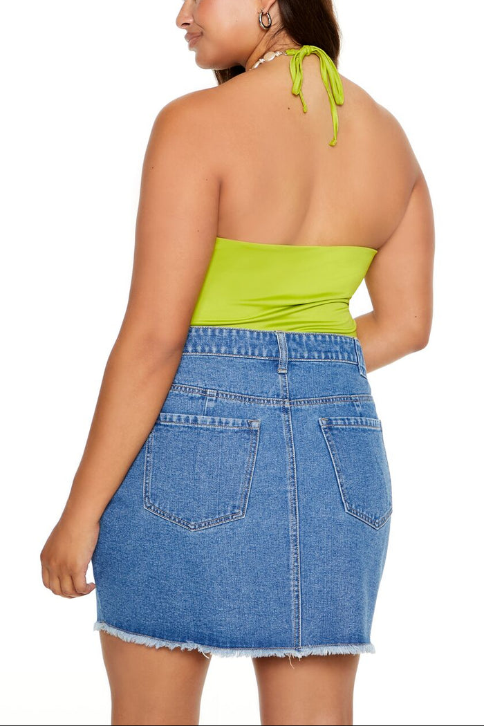 Plus Size Faux Pearl Halter Bodysuit