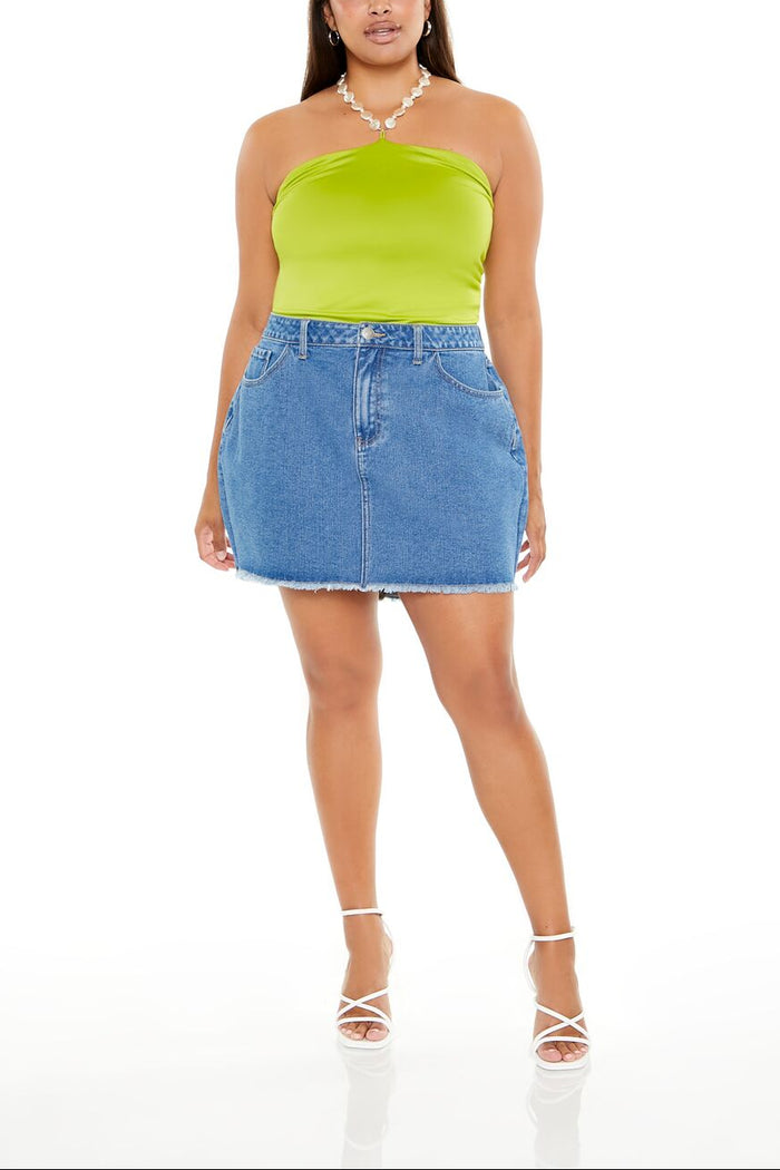 Plus Size Faux Pearl Halter Bodysuit