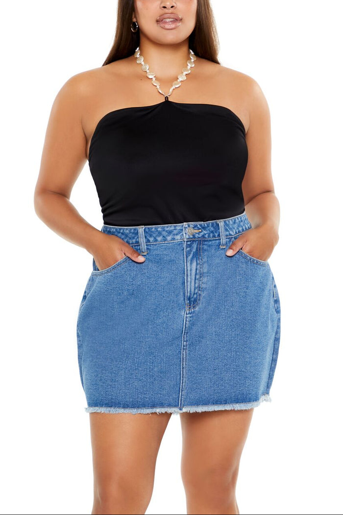 Plus Size Faux Pearl Halter Bodysuit