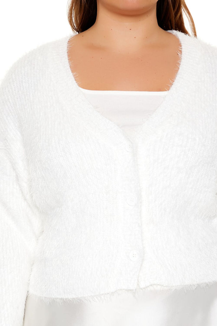 Plus Size Fuzzy Cardigan Sweater