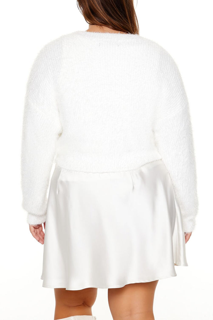 Plus Size Fuzzy Cardigan Sweater