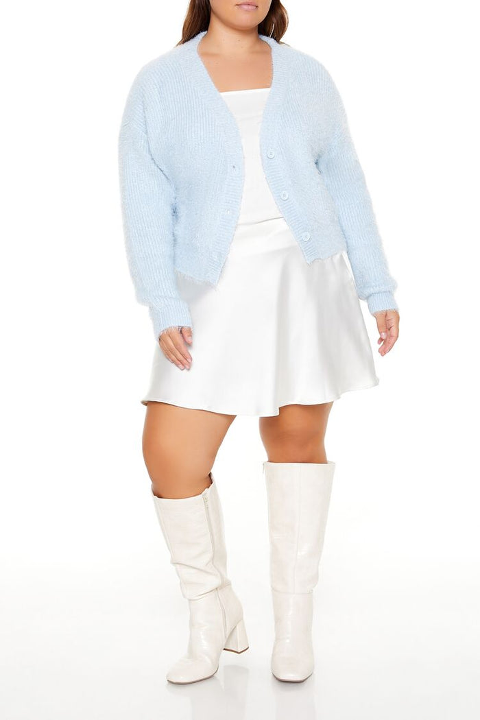 Plus Size Fuzzy Cardigan Sweater
