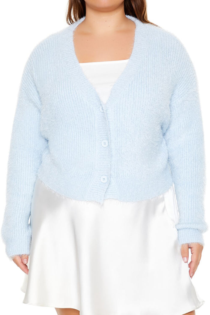 Plus Size Fuzzy Cardigan Sweater