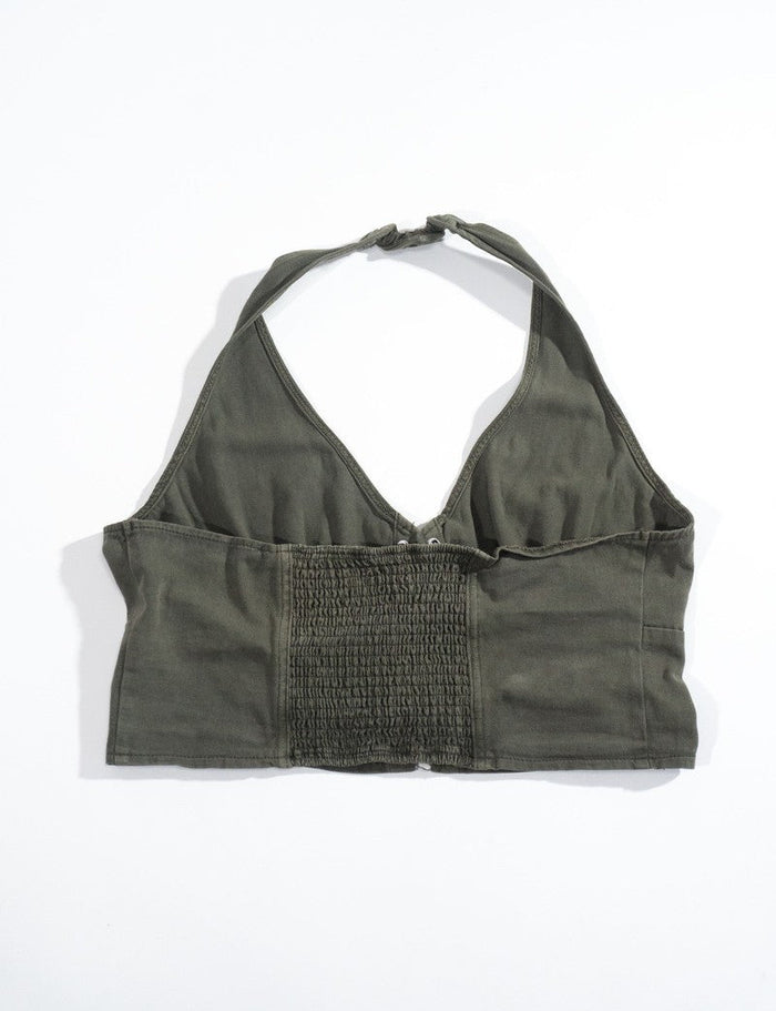 Plus Size Lace-Up Halter Top