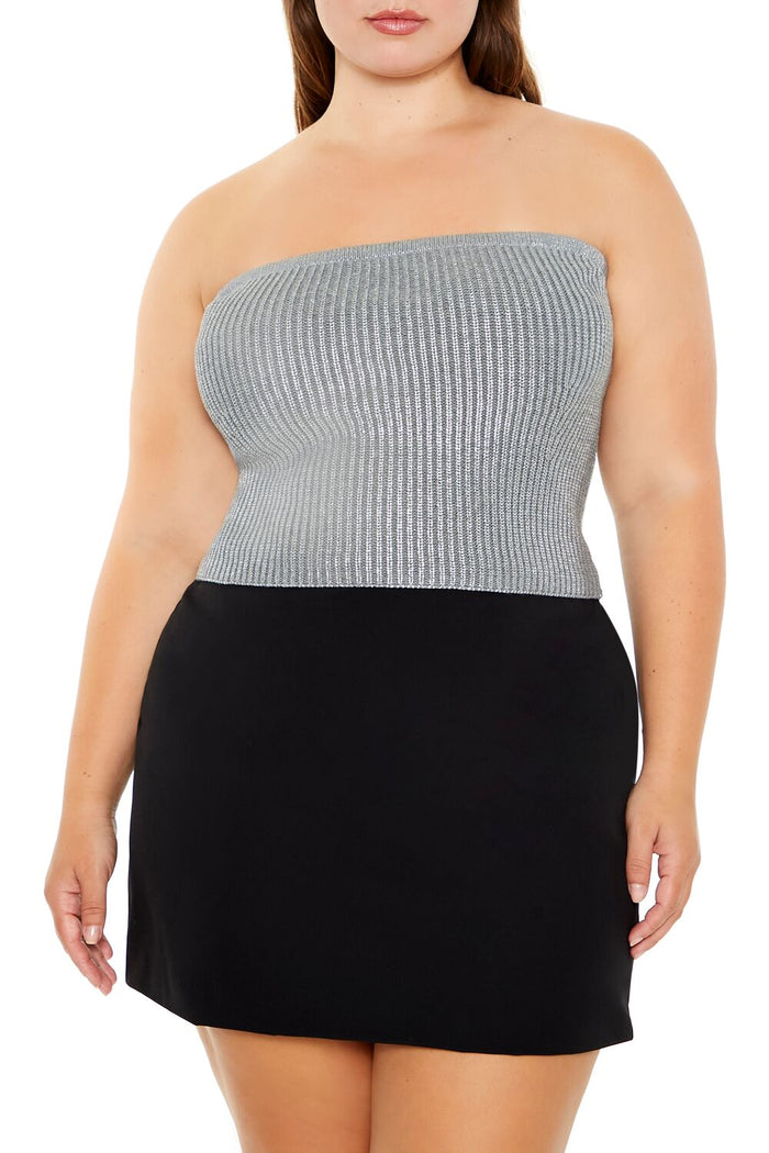 Plus Size Metallic Tube Top