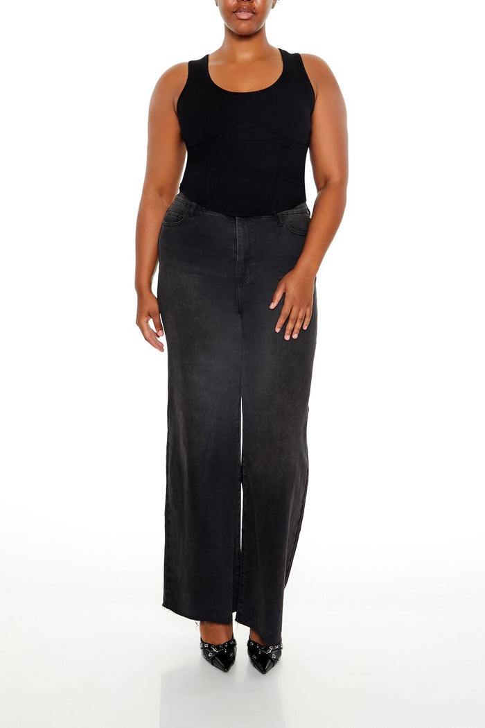 Plus Size Sweater-Knit Corset Tank Top