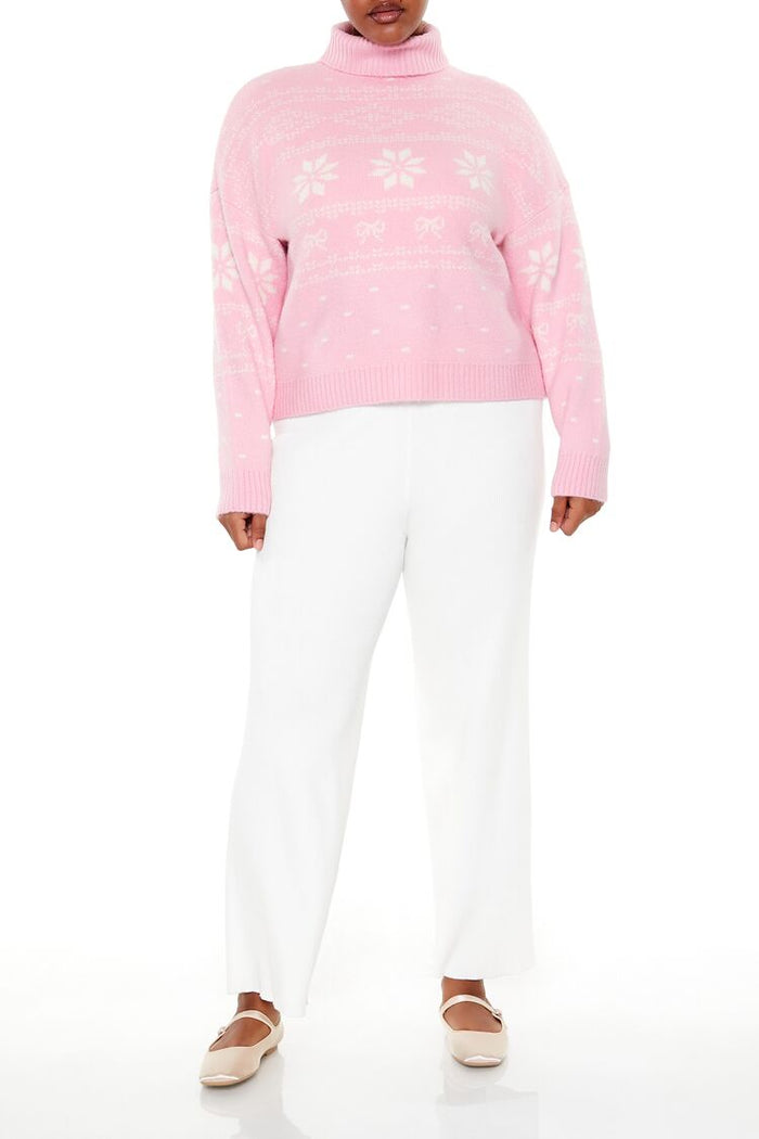 Plus Size Turtleneck Fair Isle Sweater