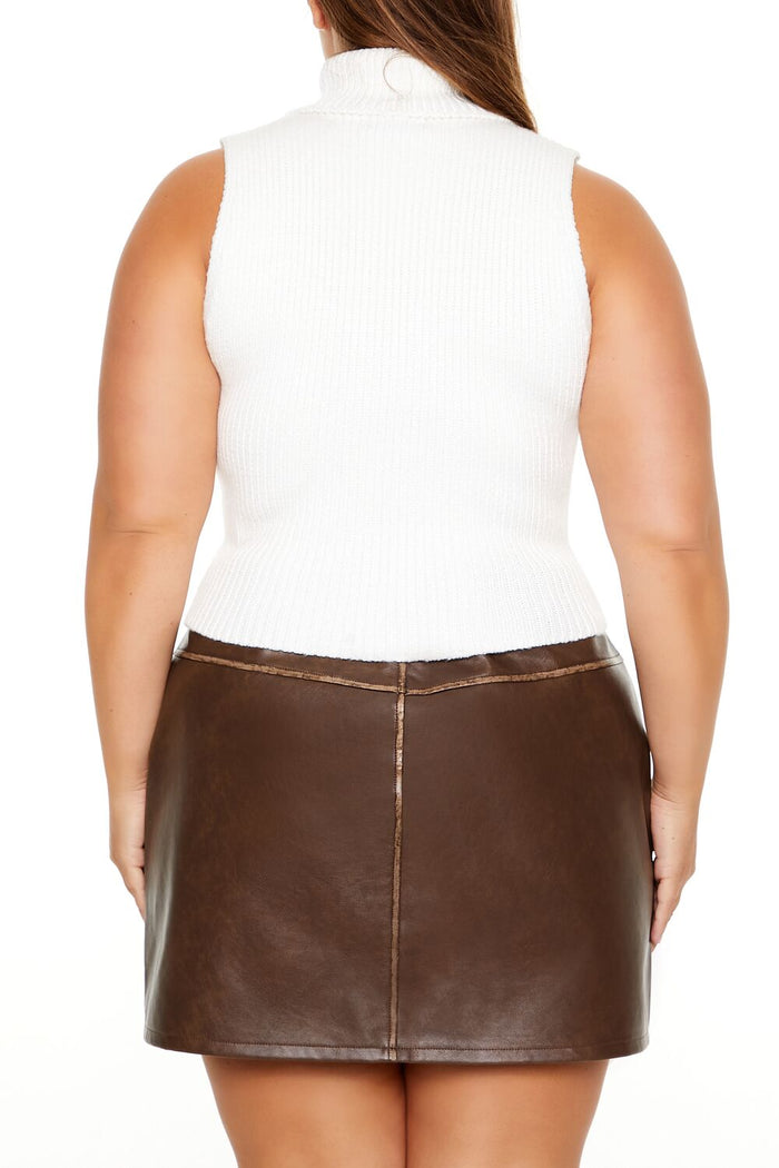 Plus Size Turtleneck Sweater-Knit Tank Top