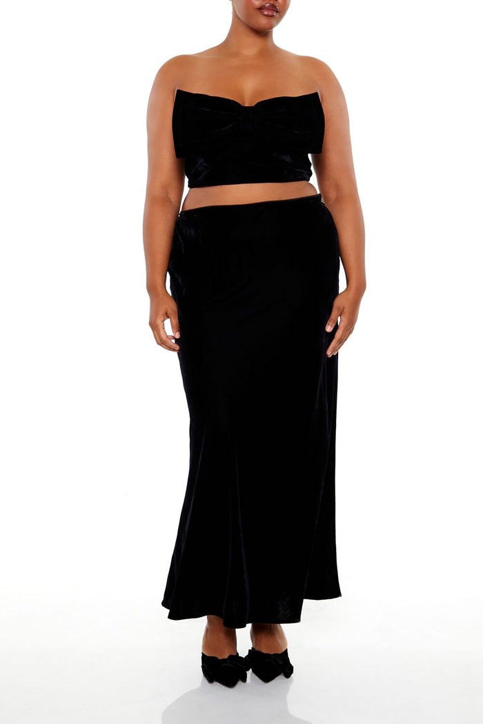 Plus Size Velvet Bow Tube Top