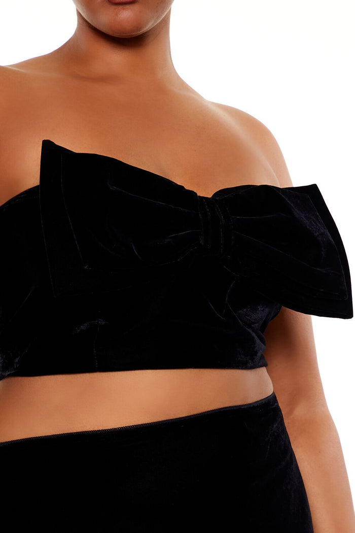 Plus Size Velvet Bow Tube Top