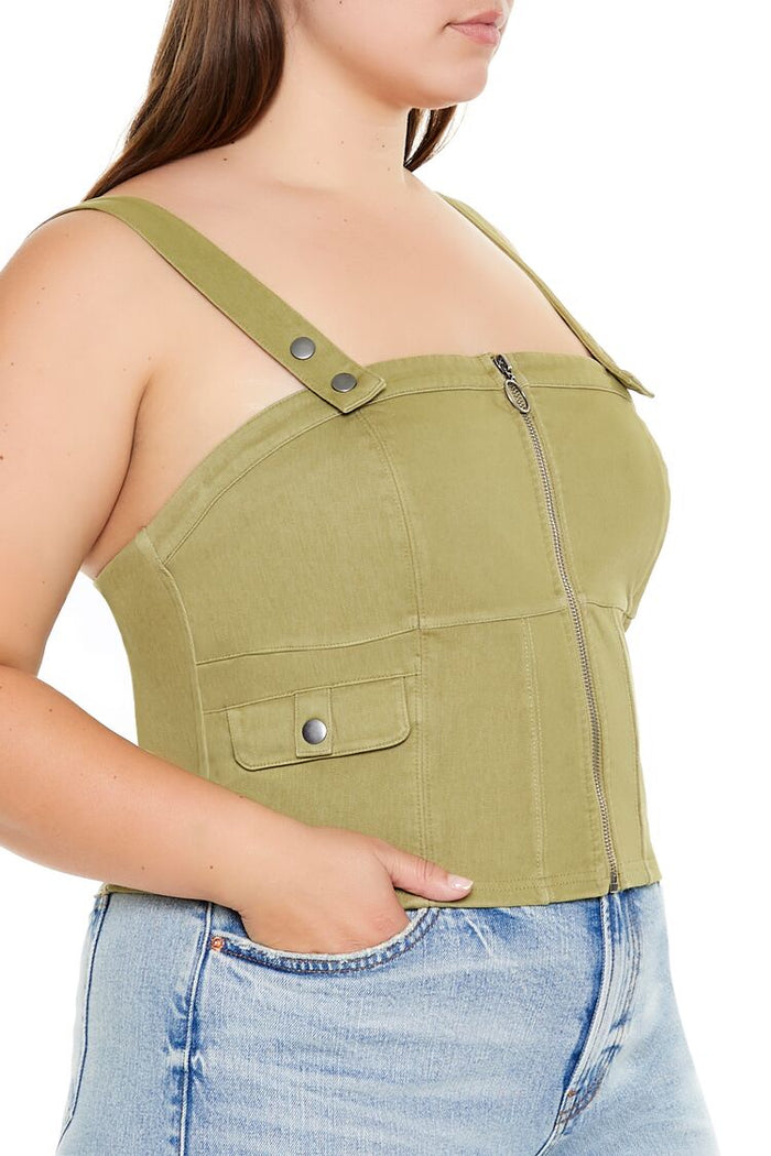 Plus Size Zip-Up Crop Top