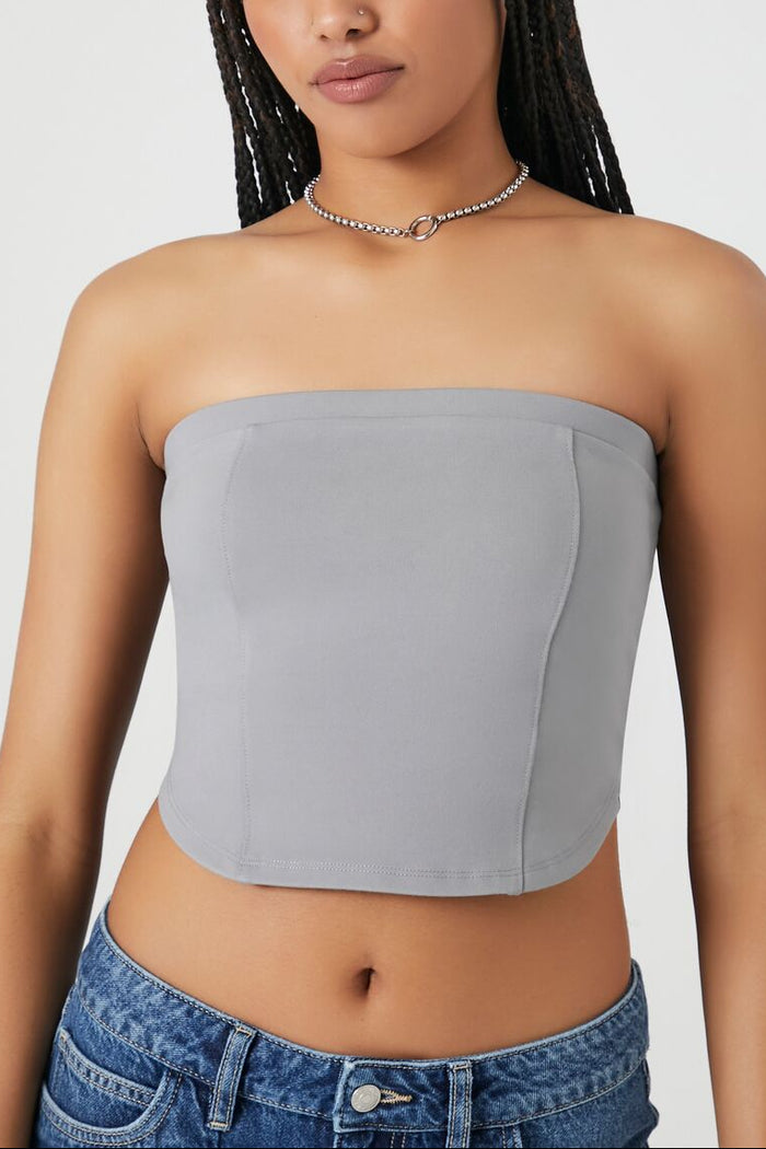 Ponte Knit Curved-Hem Tube Top
