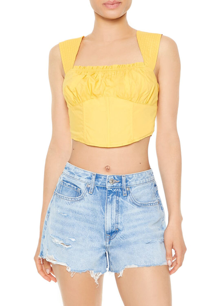 Poplin Curved-Hem Crop Top