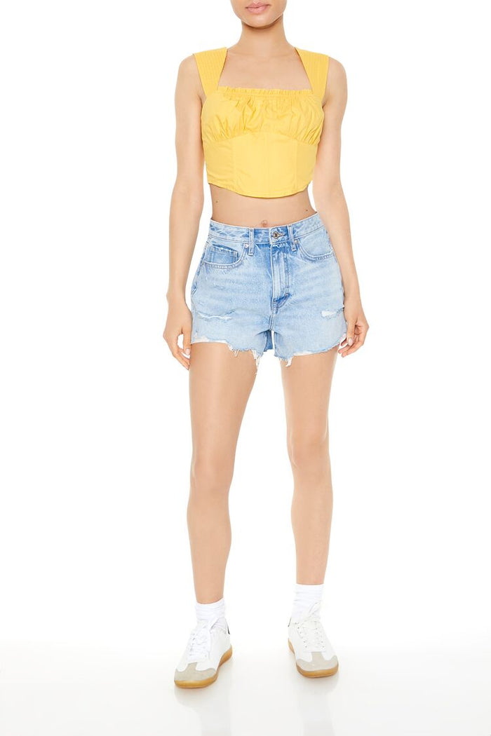 Poplin Curved-Hem Crop Top
