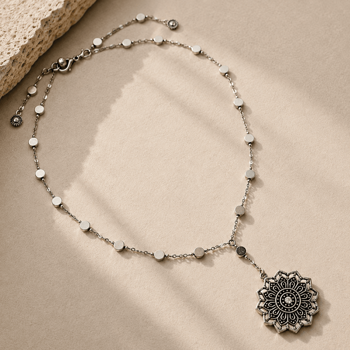 Remember Who You Are Flower Mandala Drop Choker Necklace