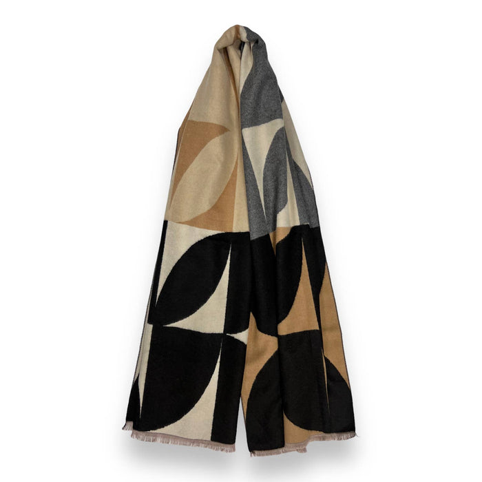 Retro print on cashmere blend scarf finished with fringes