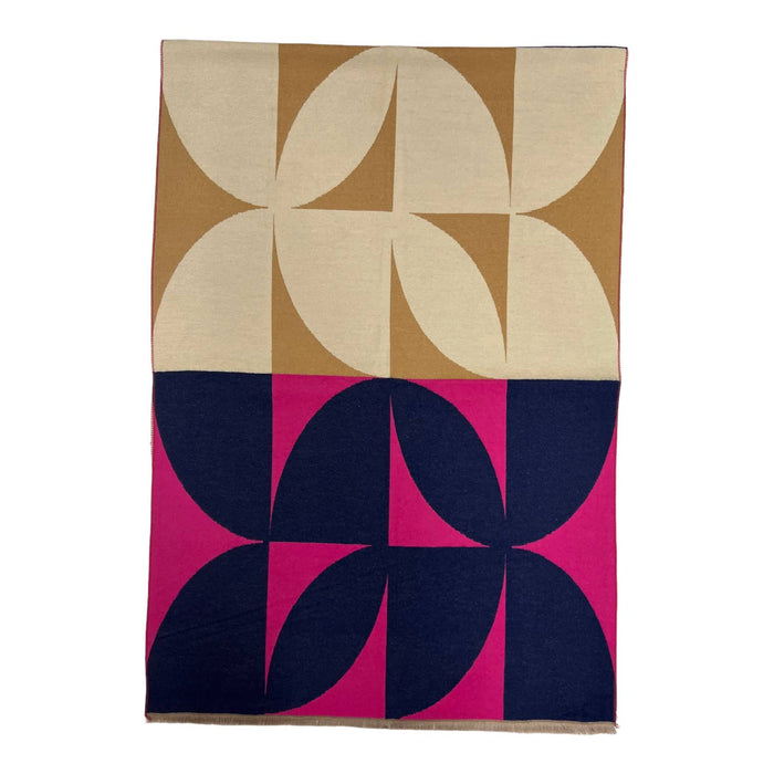 Retro print on cashmere blend scarf finished with fringes