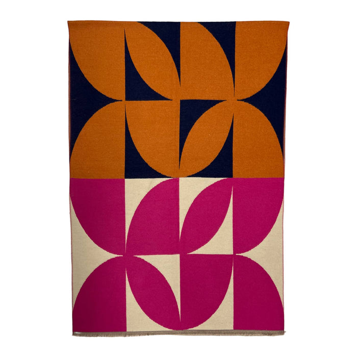 Retro print on cashmere blend scarf finished with fringes