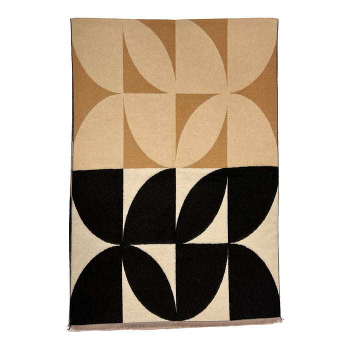 Retro print on cashmere blend scarf finished with fringes