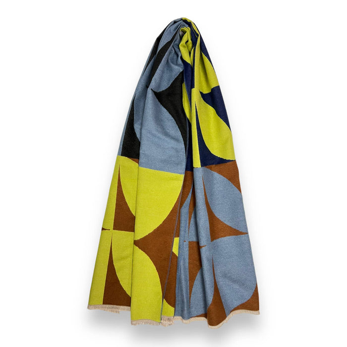 Retro print on cashmere blend scarf finished with fringes