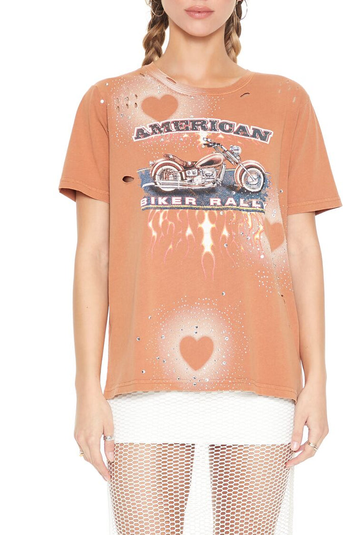 Rhinestone Biker Rally Tee