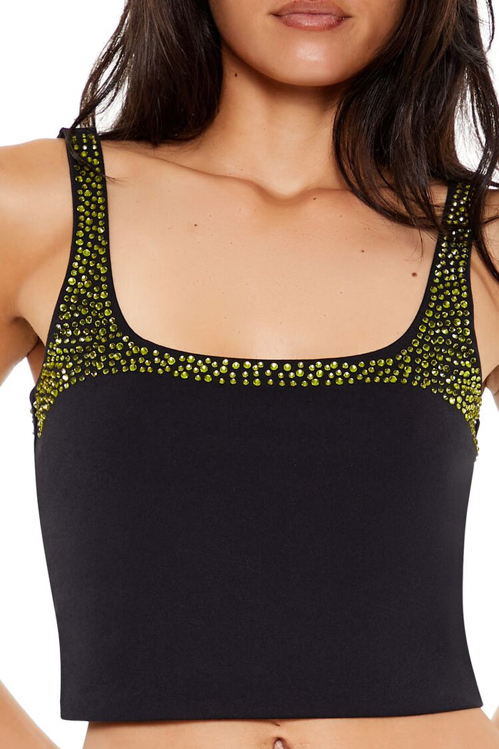 Rhinestone Cropped Tank Top