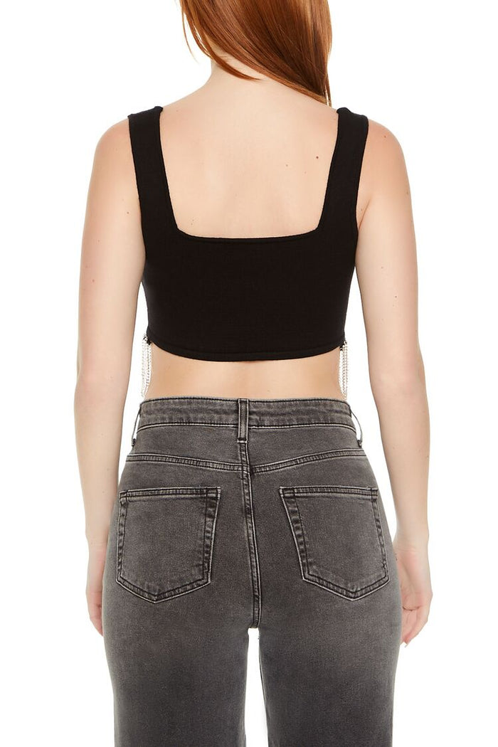 Rhinestone Sweater-Knit Crop Top