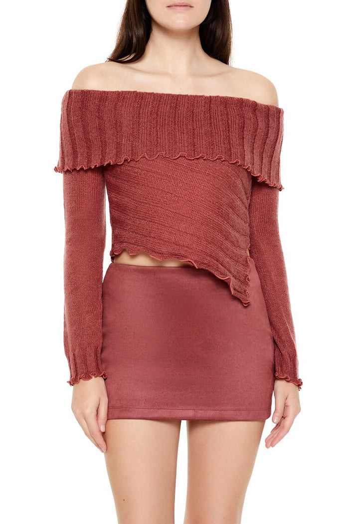 Ribbed Off-the-Shoulder Sweater