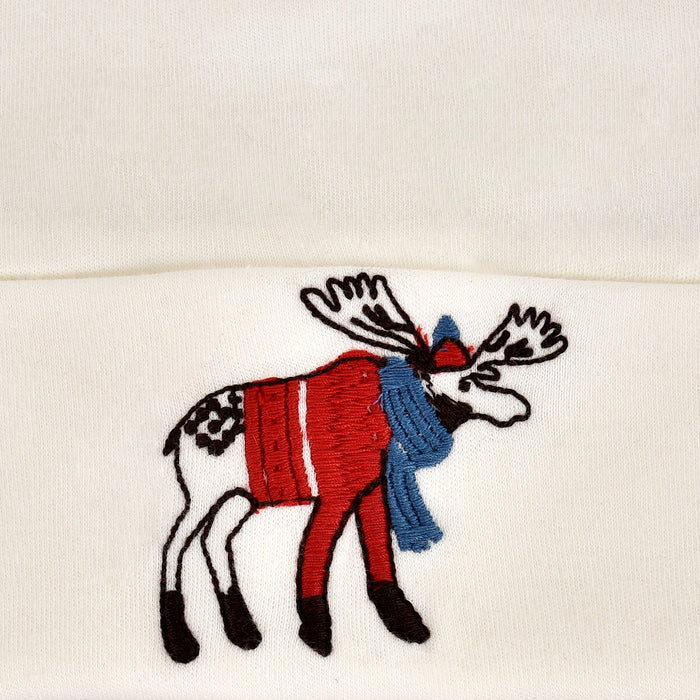 Baby roll up hat | ivory moose embroidery finn + emma
