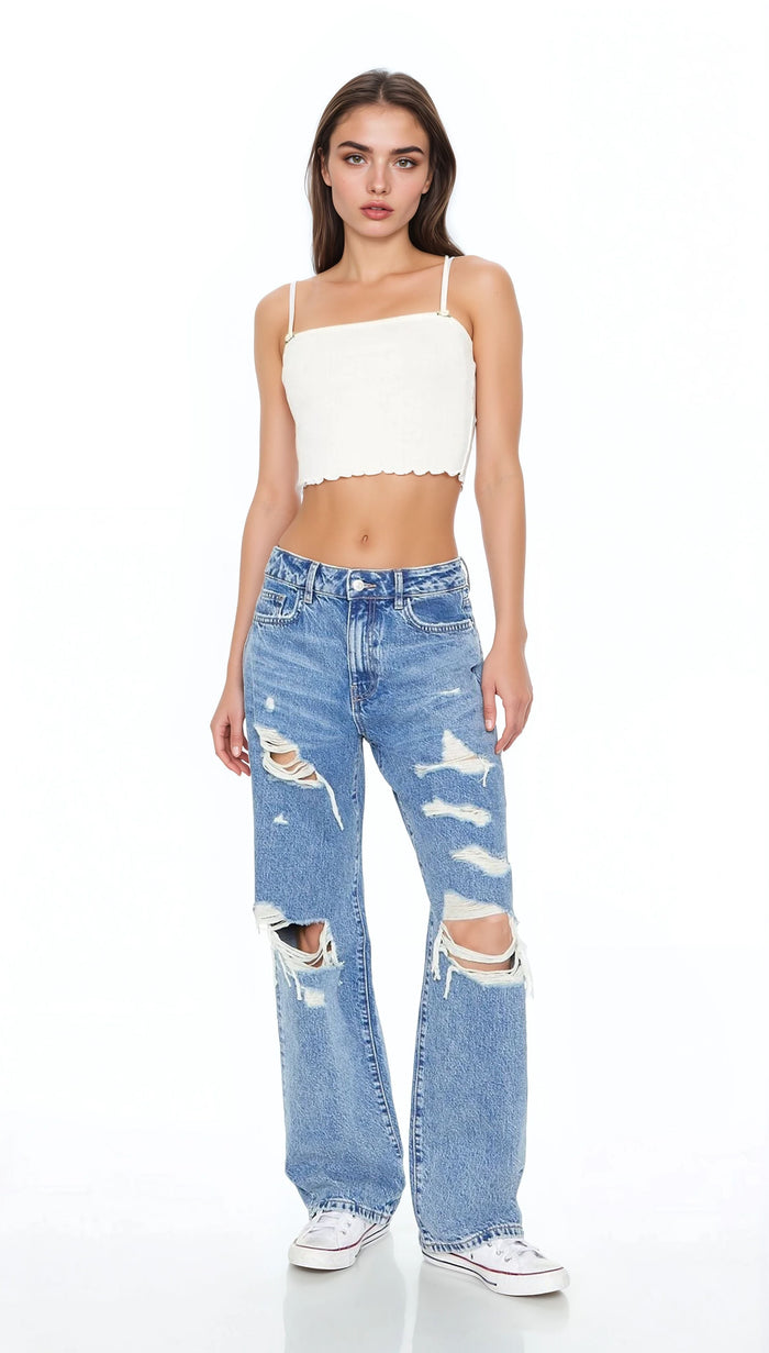 Rosette Lettuce-Edge Cropped Cami