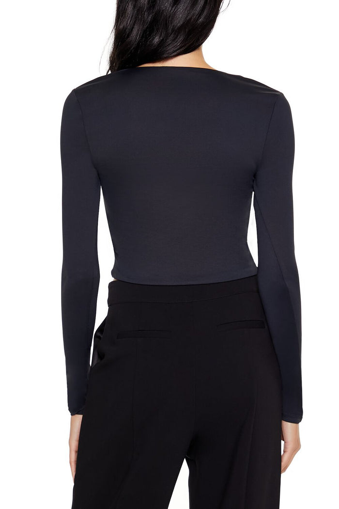 Rosette Long-Sleeve Crop Top