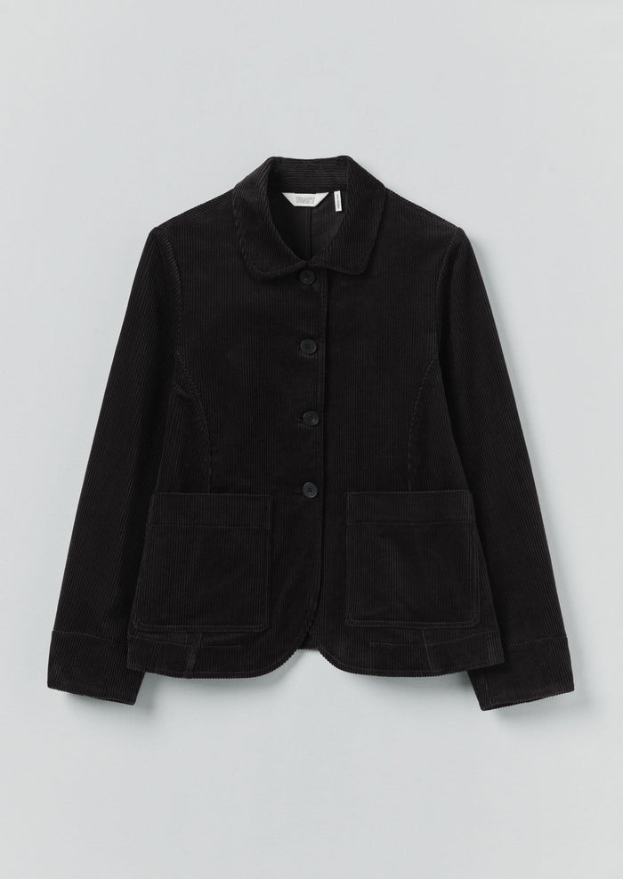 Round Collar Organic Cord Jacket | Anthracite
