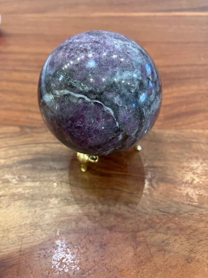 Ruby in Astrophyllite Sphere