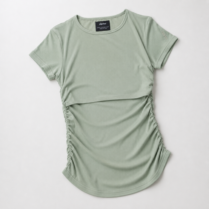 Ruched Breastfeeding Tee Sage Green