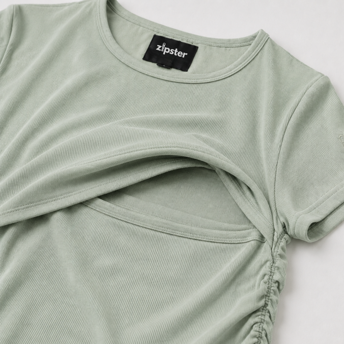Ruched Breastfeeding Tee Sage Green