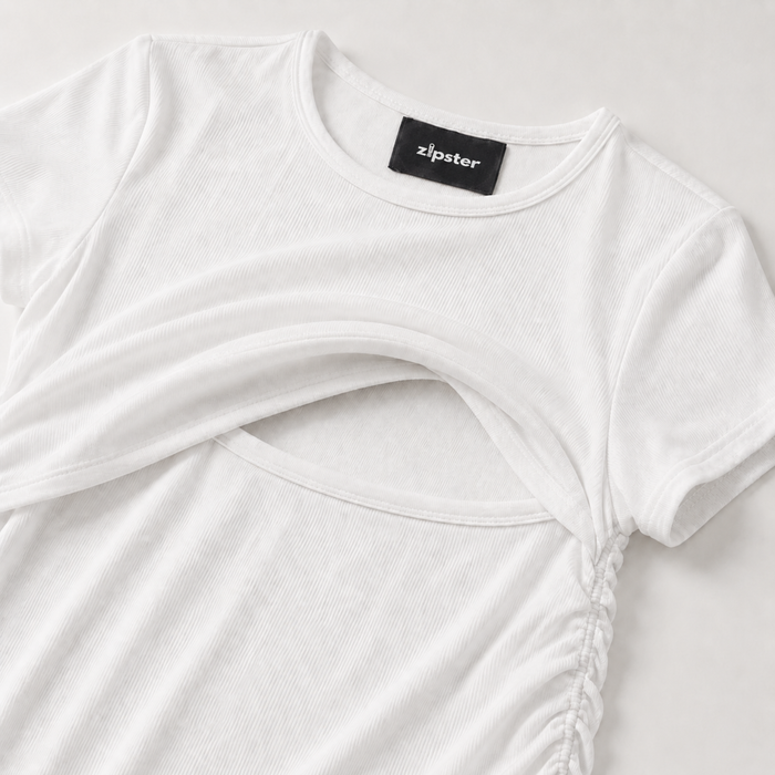 Ruched Breastfeeding Tee White