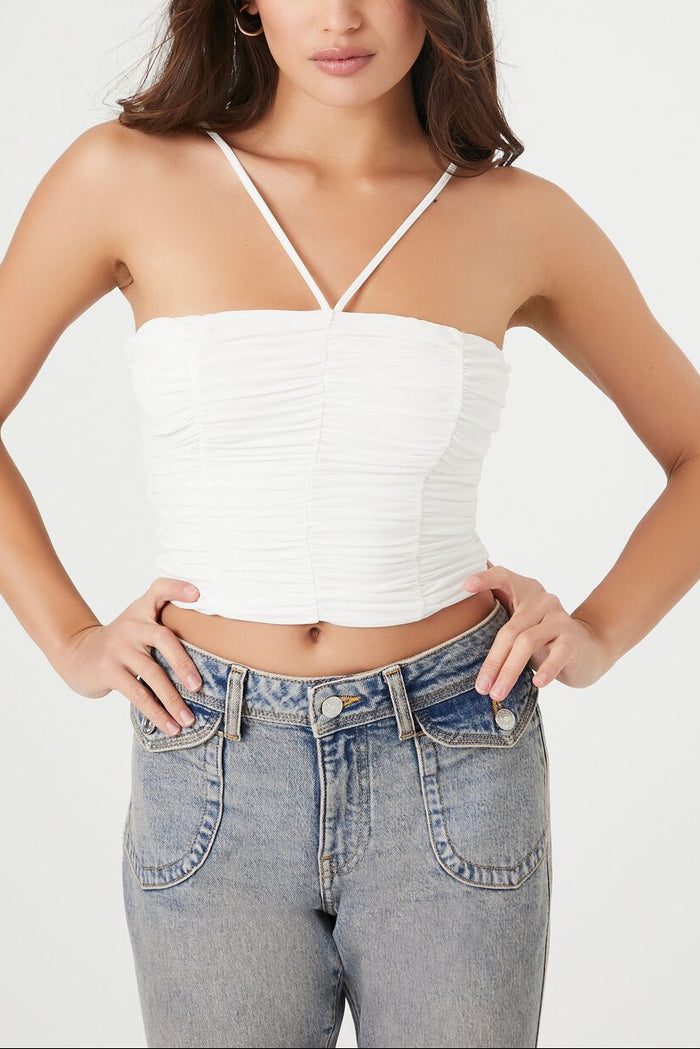 Ruched Mesh Cropped Cami