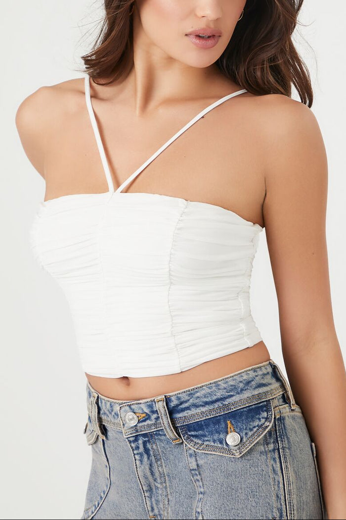 Ruched Mesh Cropped Cami